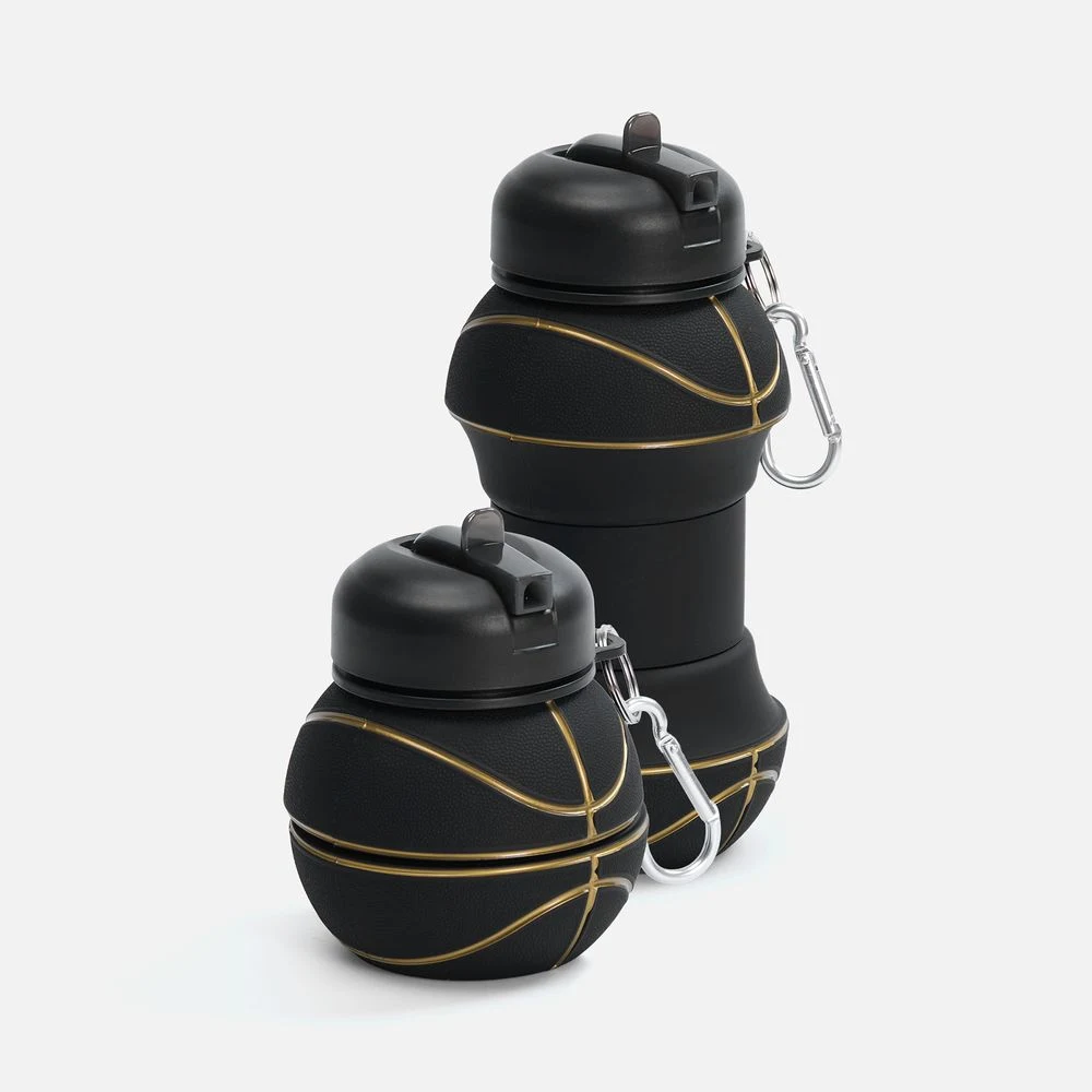 Складная бутылка для воды Basketball Flex, черная