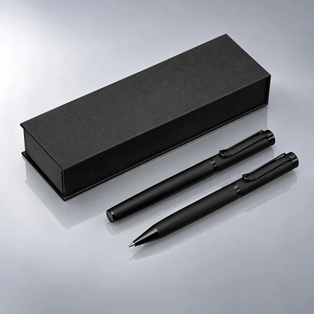 Подарочный набор из 2-х ручек "Black Lama" soft-touch, черный