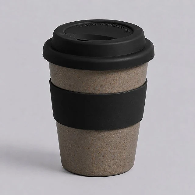 Стакан с силиконовой крышкой "Cafe", черный