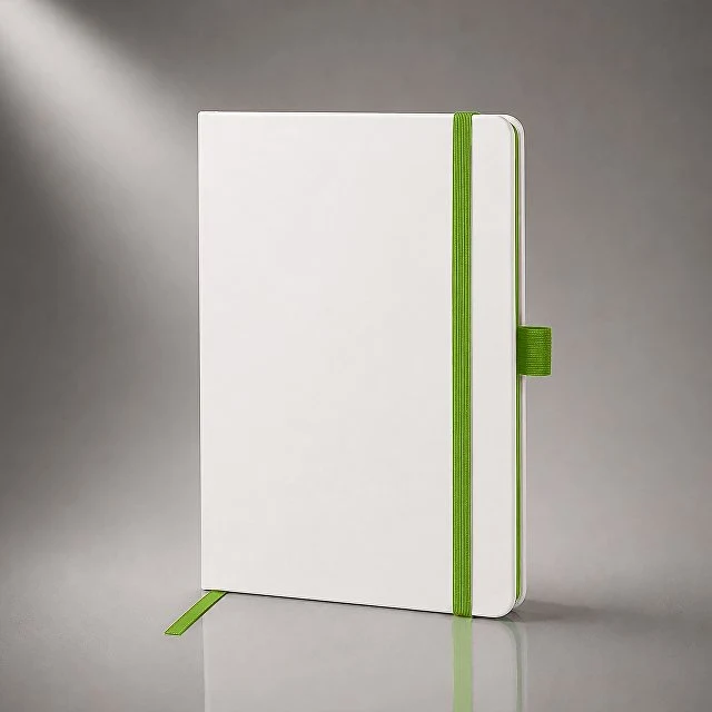 Блокнот "ColorNote White", твердая обложка A5, 80 листов, белый и зеленое яблоко